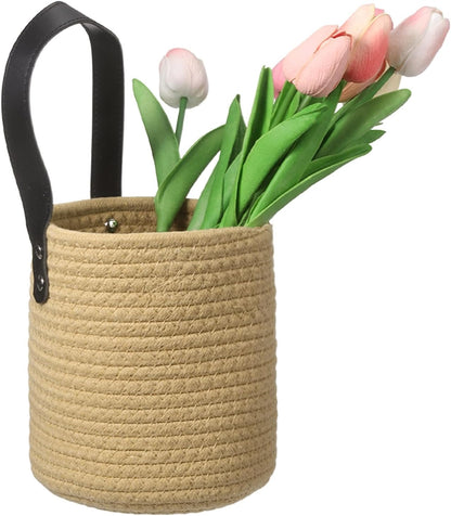 uxcell Small Wall Hanging Basket, Cotton Rope Hanging Basket