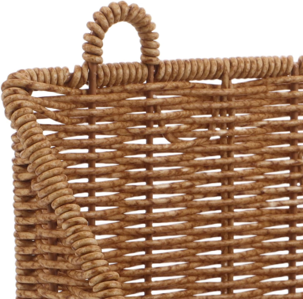 Bathroom Storage Basket Wall Mounted No Drill Plastic Rattan Organizer