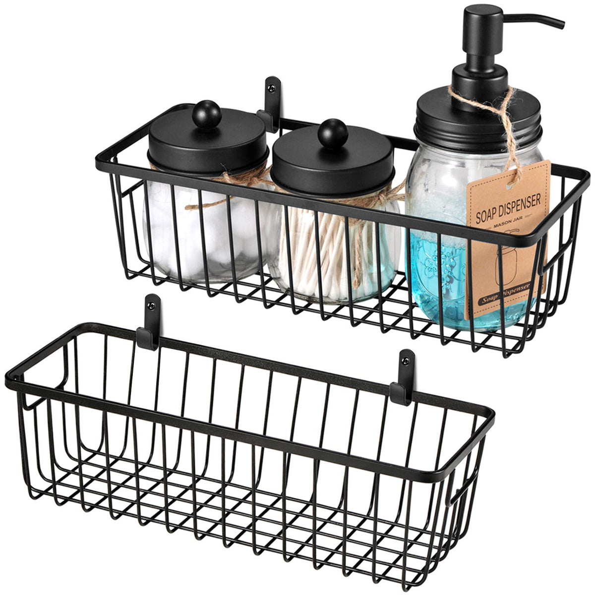 SheeChung Hanging Wall Wire Baskets, Portable Metal Wall Mount Basket