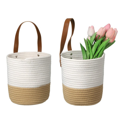 uxcell Small Wall Hanging Basket, Cotton Rope Hanging Basket