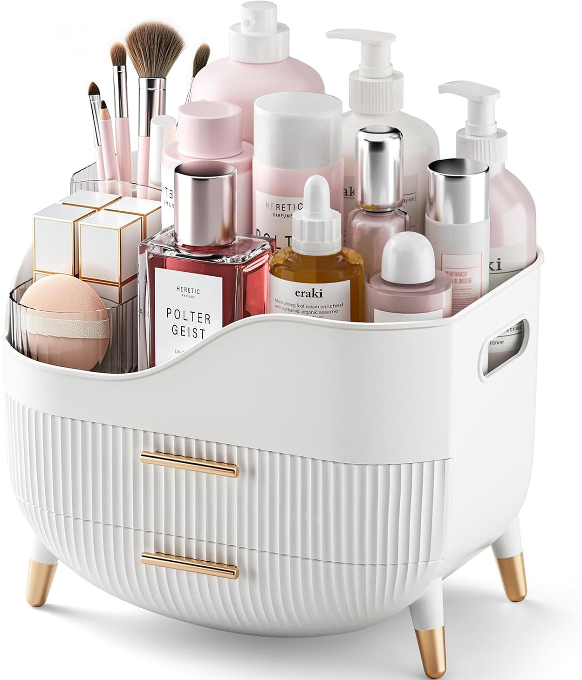 Pajiriona Makeup Organizer with Drawers,Skincare Organizer for Vanity,Storage Box with Handle,Large Cosmetic Display Case for Dresser, Bathroom Countertop
