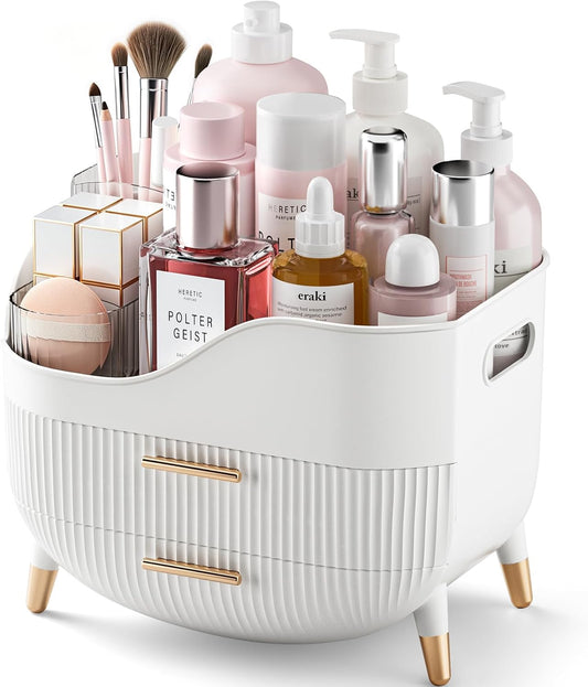 Pajiriona Makeup Organizer with Drawers,Skincare Organizer for Vanity,Storage Box with Handle,Large Cosmetic Display Case for Dresser, Bathroom Countertop