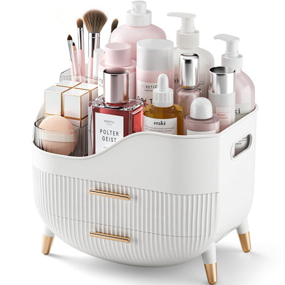 Pajiriona Makeup Organizer with Drawers,Skincare Organizer for Vanity,Storage Box with Handle,Large Cosmetic Display Case for Dresser, Bathroom Countertop