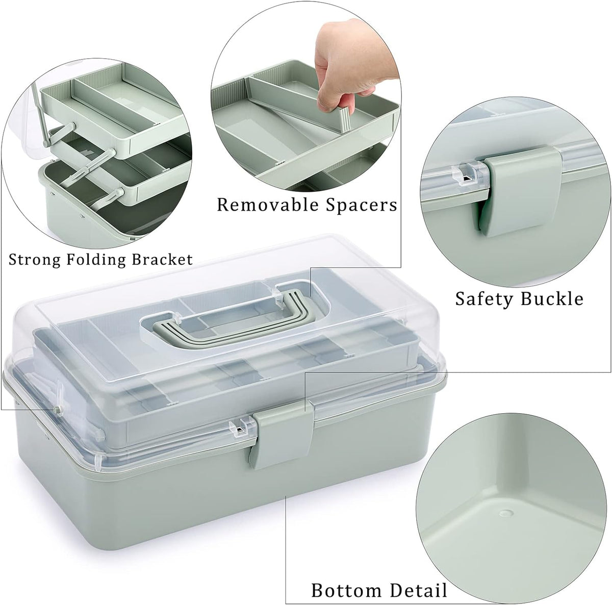 BTSKY 3-Layer Plastic Dividing Storage Box Craft Organizer and Storage