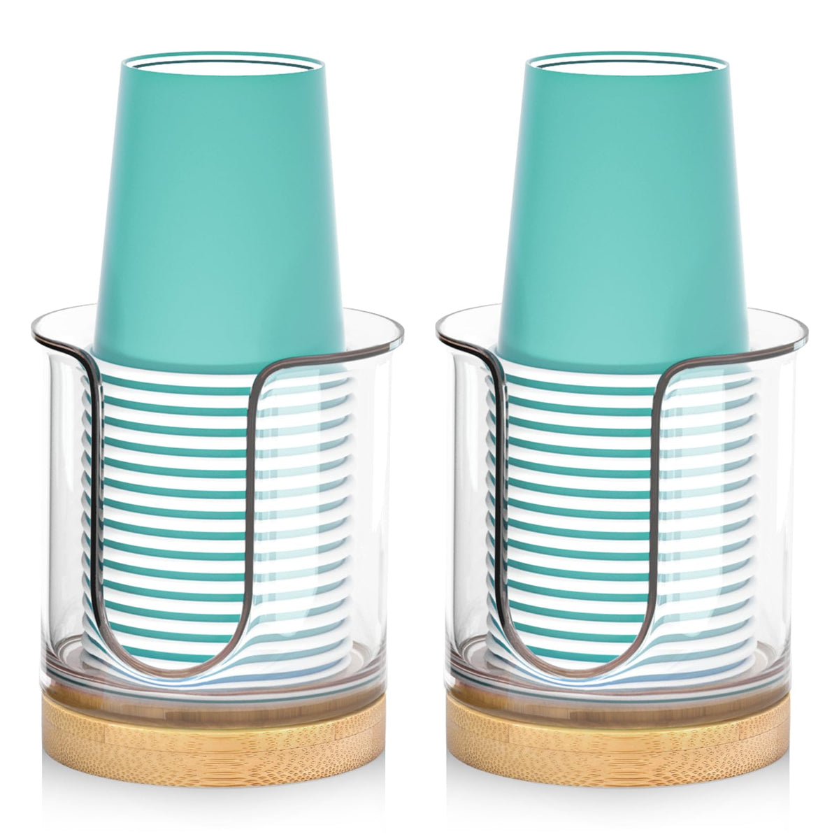 Bathroom Cup Dispenser 5 oz Countertop,2 Pack Mouthwash Cup Holder for Bathroom,PC Small Disposable Cup Holder for 5oz Paper Cups and Mouthwash Cups