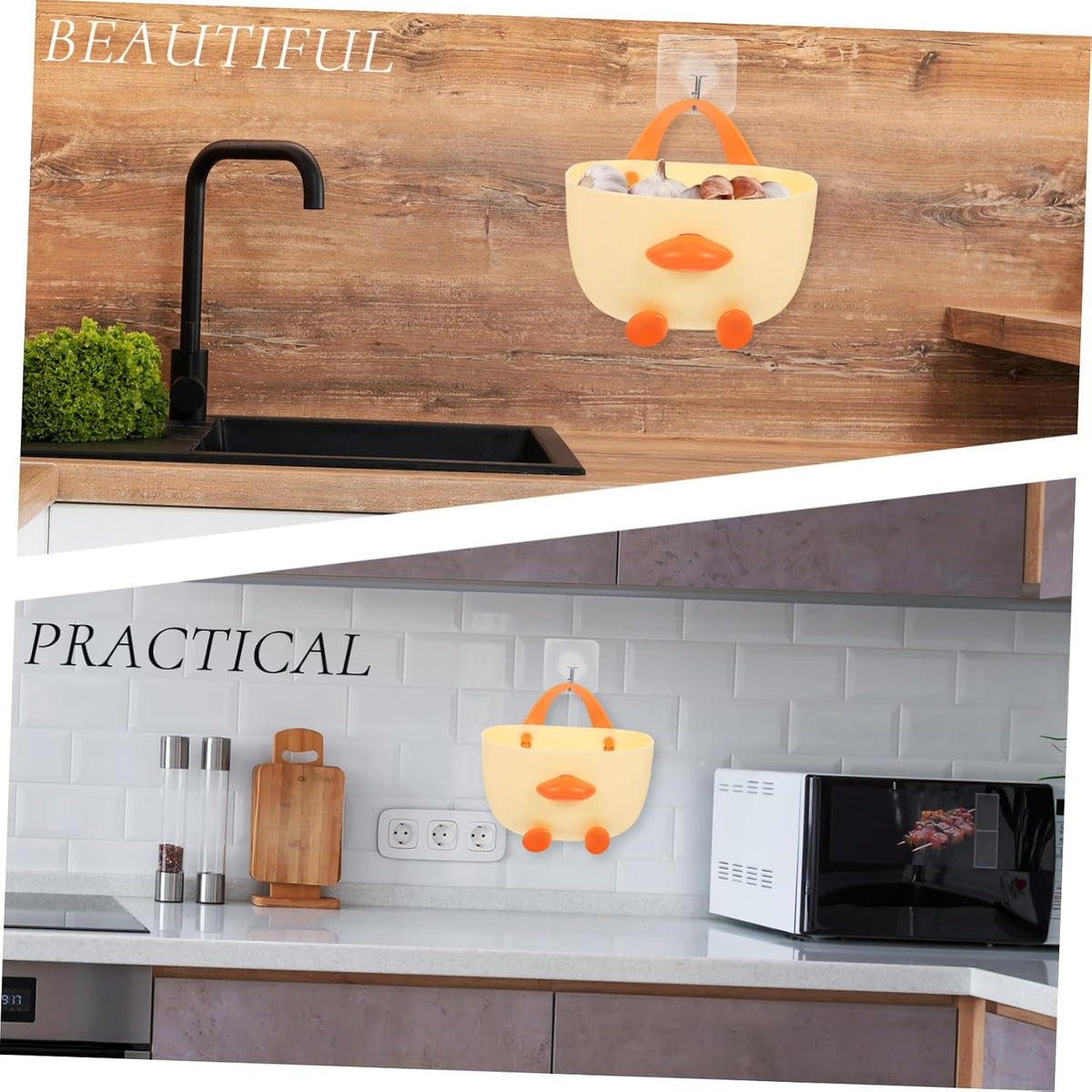 MAGICLULU 1pcs Bathroom Sundries Basket Wall Baskets for Kitchen Hanging Storage Organizer Wall-mounted Fruit Vegetable Modern Design