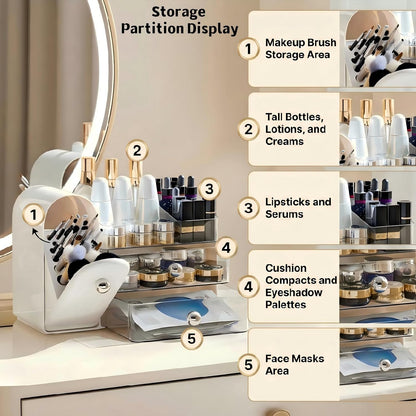 Makeup Organizer for Vanity with Brush Holder,Skincare Organizer