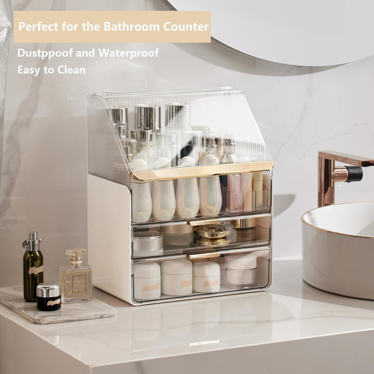 Omeily Makeup Organizer Countertop Vanity Cosmetic Skincares Organizer