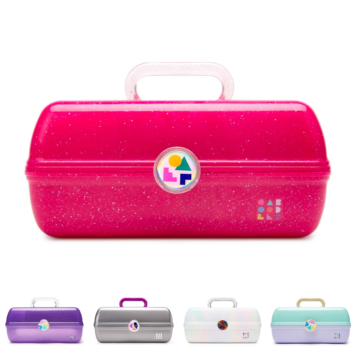 Caboodles On-The-Go Girl Makeup Box, Hot Pink Sparkle, Hard Plastic Makeup Organizer Box, Built-In Mirror, Secure Latch for Safe Travel, Spacious Storage for Large Items