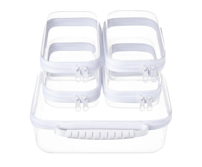 4 pcs Clear Zipper Pouches,Hard Shell Zipper Case