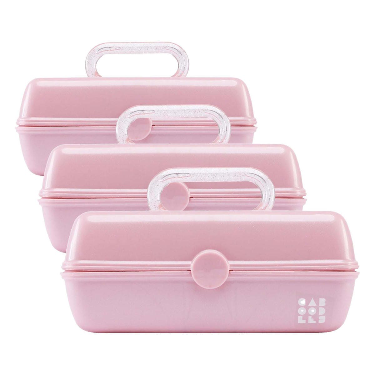 Caboodles Pretty in Petite Makeup Box, Two-Tone Seafoam on Lavender, Hard Plastic Organizer Box, 2 Swivel Trays, Fashion Mirror, Secure Latch for Safe Travel