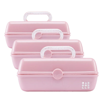 Caboodles Pretty in Petite Makeup Box, Two-Tone Seafoam on Lavender, Hard Plastic Organizer Box, 2 Swivel Trays, Fashion Mirror, Secure Latch for Safe Travel