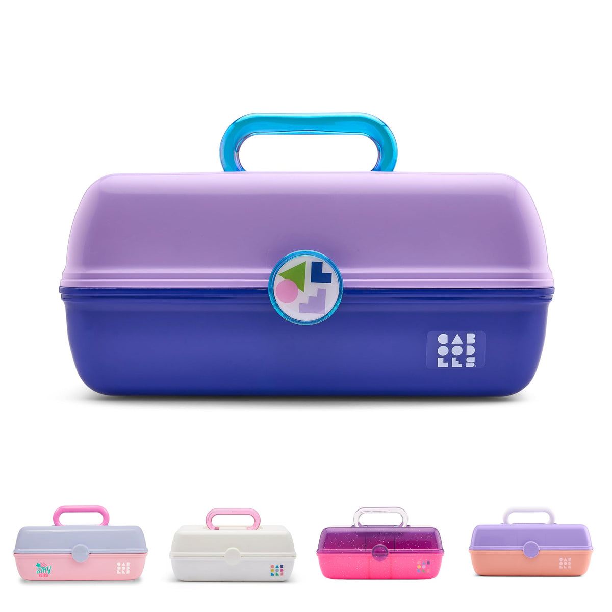 Caboodles On-The-Go Girl Makeup Box, Seafoam on Lavender, Hard Plastic Makeup Organizer Box, Built-In Mirror, Secure Latch for Safe Travel, Spacious Storage for Large Items