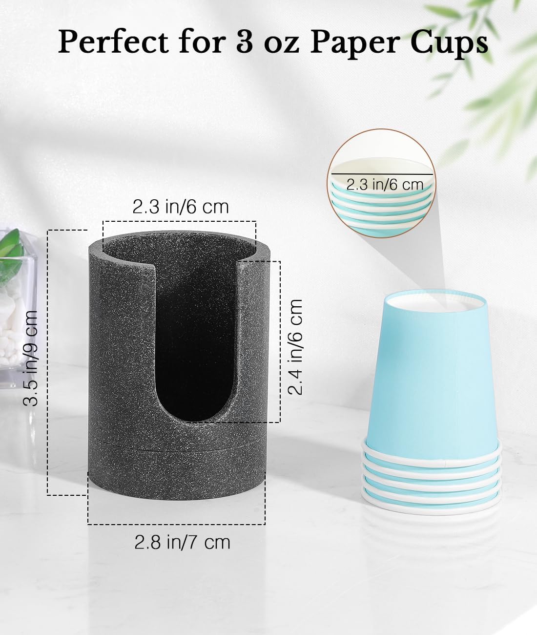 Luxspire Cup Dispenser, Gray Resin Holder for 3oz Dixie Cups