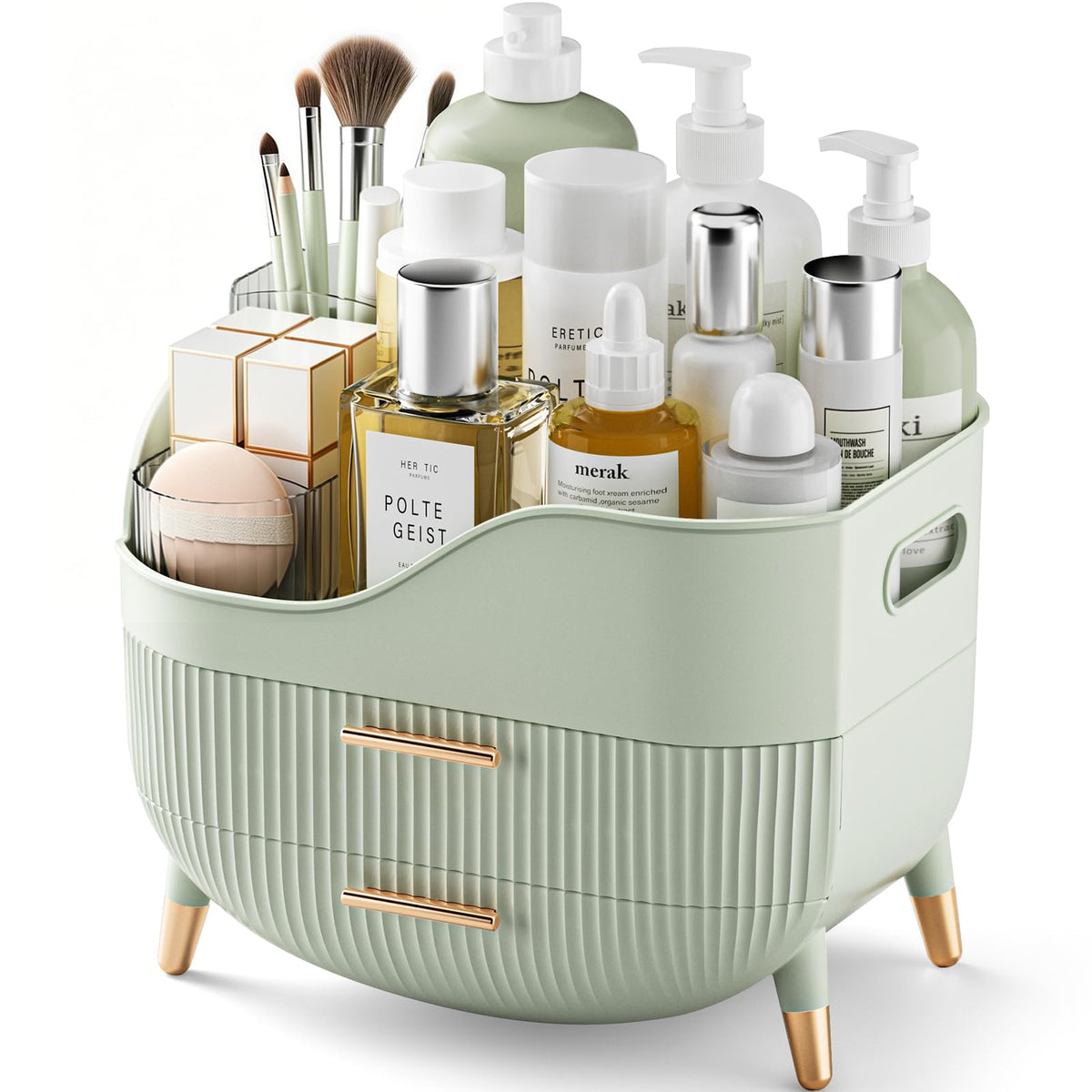 Pajiriona Makeup Organizer with Drawers,Skincare Organizer for Vanity,Storage Box with Handle,Large Cosmetic Display Case for Dresser, Bathroom Countertop