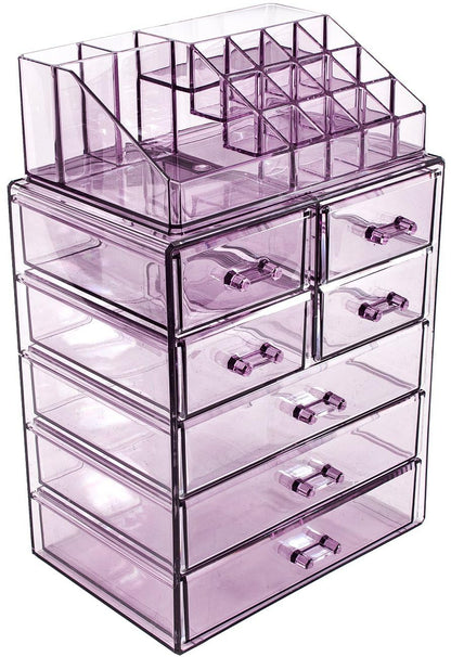 Sorbus Makeup Organizer, 7-Drawer Acrylic 2-Piece Set (Clear)