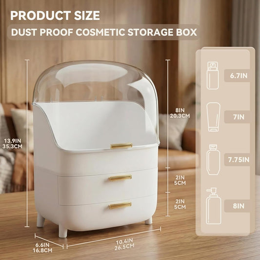 novelinks 3-Tier Skincare Makeup Organizer with Drawers, Dustproof Lid