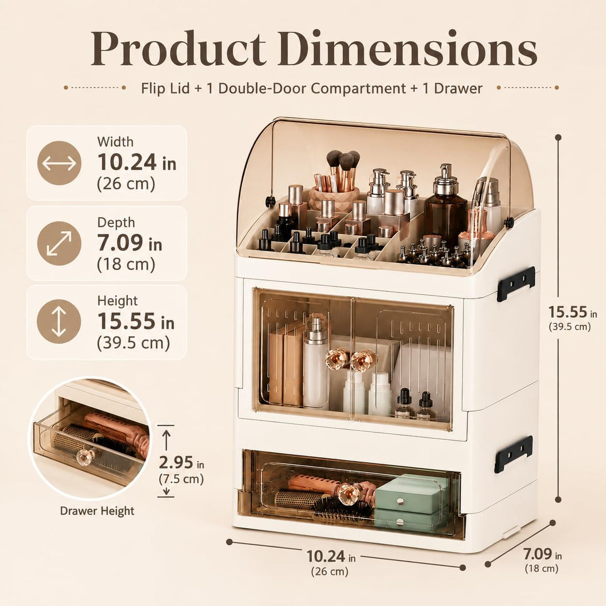 Makeup Organizer for Countertop, Skincare Storage, Bathroom Vanity