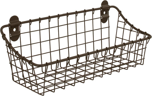 Spectrum Diversified Vintage Cabinet & Wall Mounted, Rustic Farmhouse Wall Décor & Organization, Small Wire Basket, Decorative Storage, Bronze