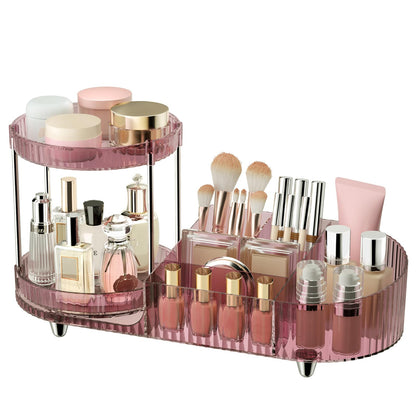 Rotating Makeup Organizer for Vanity, 2 Perfume Trays with 5 Compartments Cosmetic & Skincare Storage, Space-Saving Beauty Organizer, Multi-Purpose Countertop Organizers for Bathroom, Desktop, Pantry