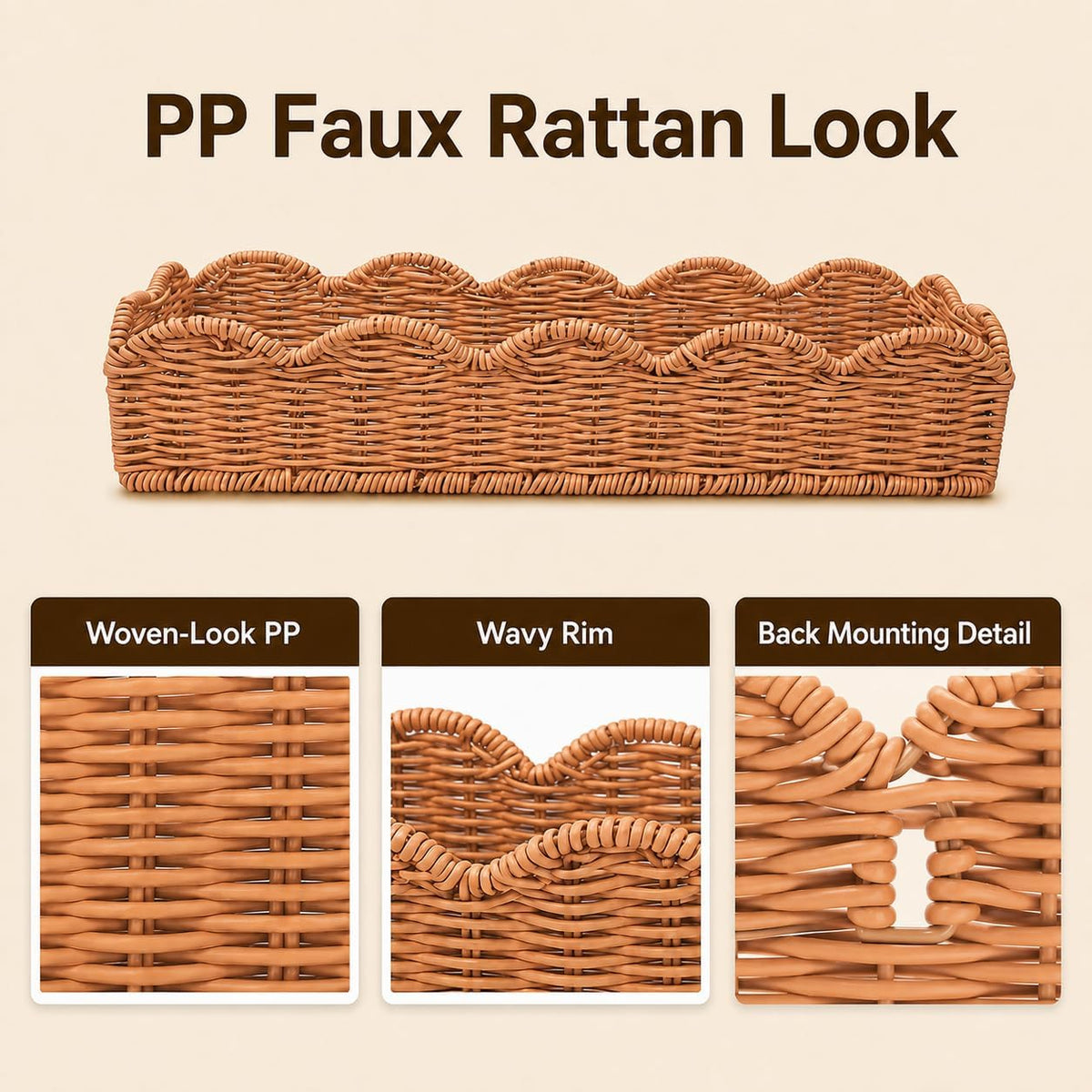 2 Pack Brown Faux Rattan Shower Caddy Baskets