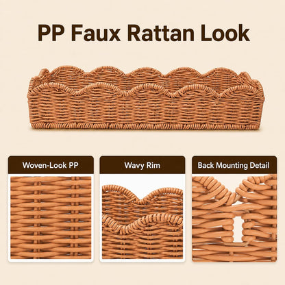 2 Pack Brown Faux Rattan Shower Caddy Baskets