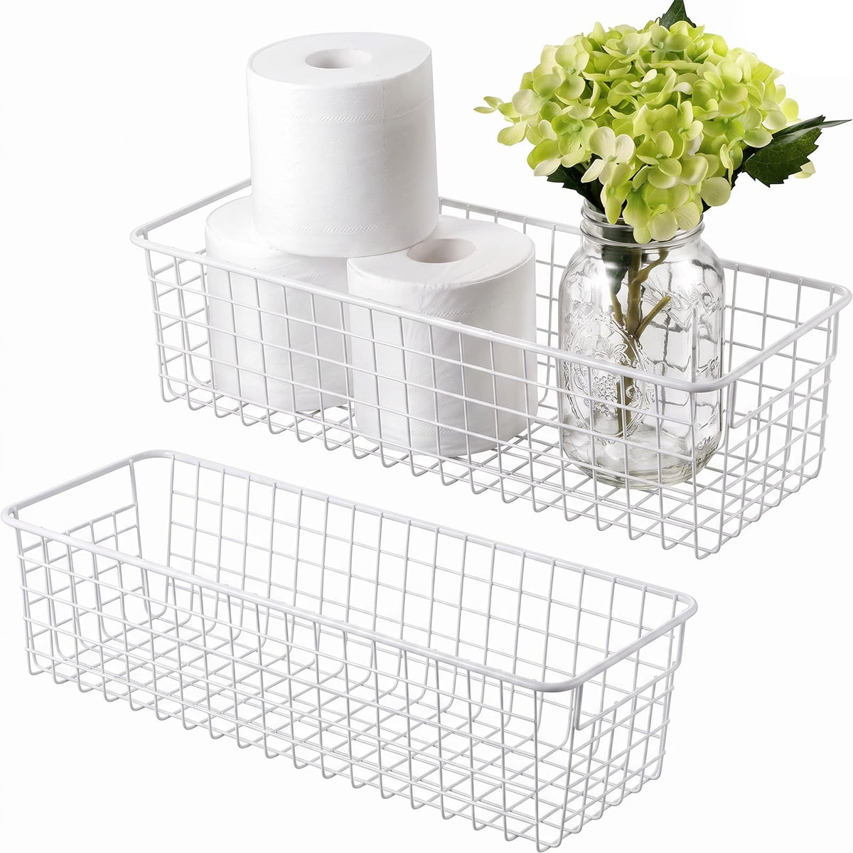 SheeChung Hanging Wall Wire Baskets, Portable Metal Wall Mount Basket