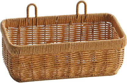 Wall Mounted Woven Rattan Storage Basket,Kitchen Food Container & Wall Hanging,Kitchen Vegetables And Spices Storing Basket,Space Saving Accessory For Garden & Living Room