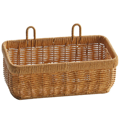 Wall Mounted Woven Rattan Storage Basket,Kitchen Food Container & Wall Hanging,Kitchen Vegetables And Spices Storing Basket,Space Saving Accessory For Garden & Living Room