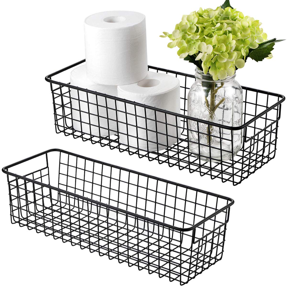 SheeChung Hanging Wall Wire Baskets, Portable Metal Wall Mount Basket