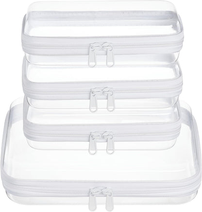 4 pcs Clear Zipper Pouches,Hard Shell Zipper Case