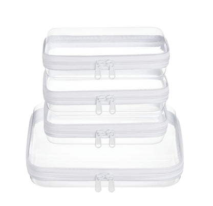 4 pcs Clear Zipper Pouches,Hard Shell Zipper Case