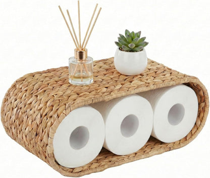 Coeusy Wicker Wall Shelf for Bathroom, Hanging Toilet Paper Holder Basket