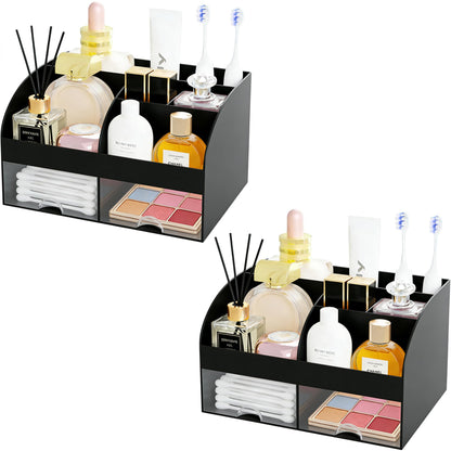 Makeup Organizer with 2 Drawers, Countertop Cosmetic Storage for Vanity