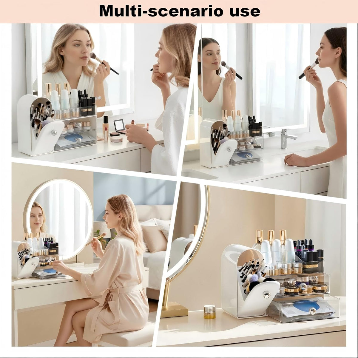 Makeup Organizer for Vanity with Brush Holder,Skincare Organizer