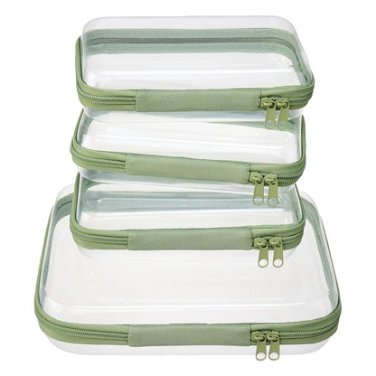 4 pcs Clear Zipper Pouches,Hard Shell Zipper Case