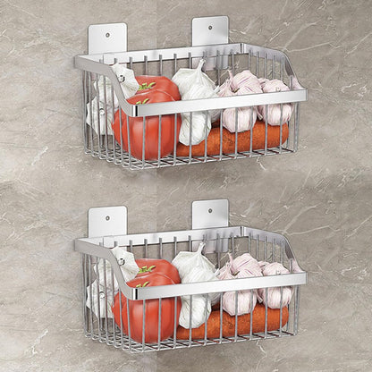 SUS304 Stainless Steel Hanging Storage Baskets Organizer Wall Mount, Metal Wire Storage Bin Rack for Kitchen Bathroom Shower Spice Shelf,L 9.84 Inch