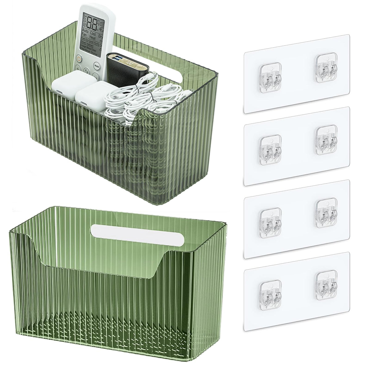 Lae Nuvole Adhesive Cabinet Door Organizer, 2 Pack Wall Shower Caddy, Clear