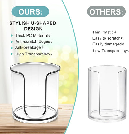 2 Pack Bathroom Cup Dispenser - Countertop 3 oz Bathroom Cup Holder for Dixie and Paper Cups - Mouthwash Cup Holder for 3oz 4oz Bathroom Cups（Clear）