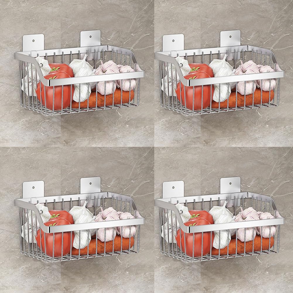 SUS304 Stainless Steel Hanging Storage Baskets Organizer Wall Mount, Metal Wire Storage Bin Rack for Kitchen Bathroom Shower Spice Shelf,L 9.84 Inch