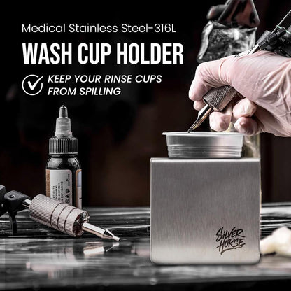 Tattoo Rinse Cup Holder Stand - Heavy Tattoo Water Cup Stand, Anti-Spill Tattoo Cup Holder, Medical Stainless Steel Professional Tattoo Supplies Accessories for Tattoo Artists (ONE CUP STAND)