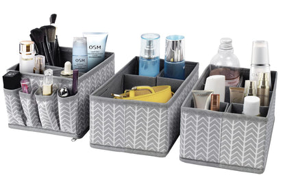Cosmetic Storage Bins Makeup Organizer, Adjustable Multifunction Storage Box Desk Drawer Divider for Makeup Brushes, Bathroom Countertop or Dresser, Set of 4
