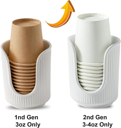 Dobbyby Ceramic Bathroom Cup Dispenser with Stylish Vertical Stripes - Disposable Mouthwash Cup Holder Holds 3-4oz Paper Cups for Rinsing Cups on Bathroom Vanity Countertops (Off White)