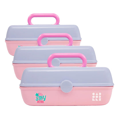 Caboodles Pretty in Petite Makeup Box, Two-Tone Seafoam on Lavender, Hard Plastic Organizer Box, 2 Swivel Trays, Fashion Mirror, Secure Latch for Safe Travel