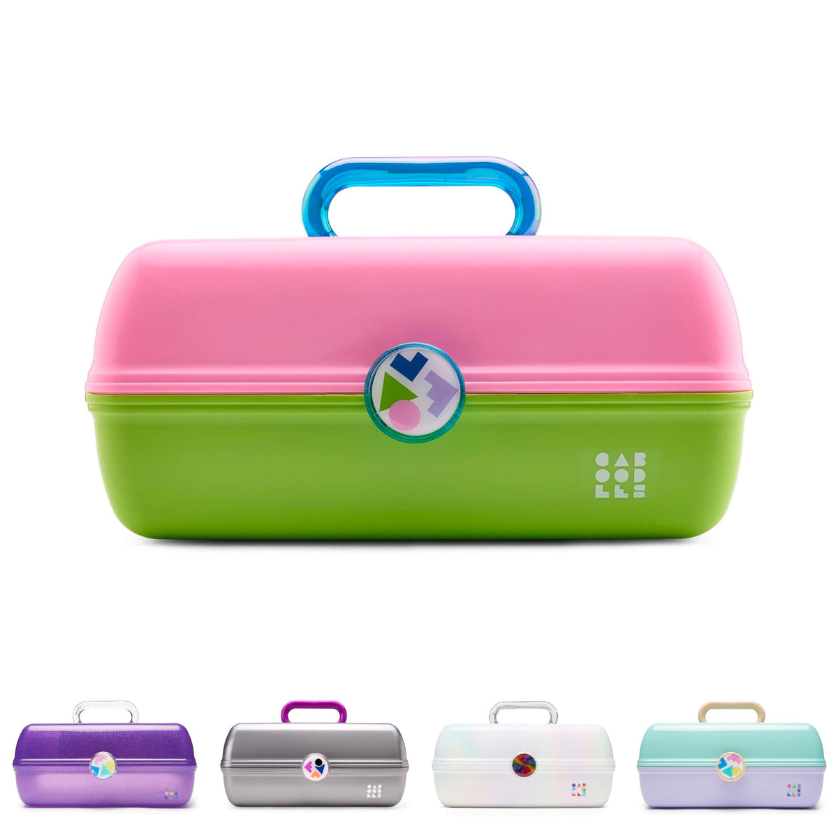 Caboodles On-The-Go Girl Makeup Box, Seafoam on Lavender, Hard Plastic Makeup Organizer Box, Built-In Mirror, Secure Latch for Safe Travel, Spacious Storage for Large Items