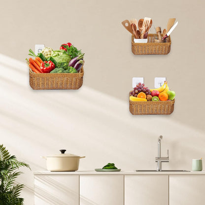 Wicker Style Wall Baskets, Hanging Storage Organizer
