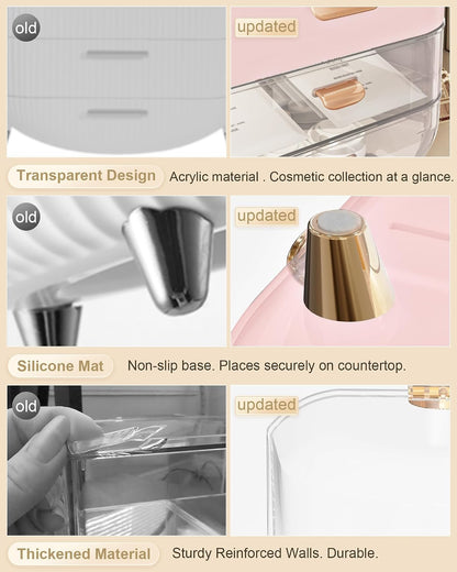 Anylady Makeup Organizer Countertop, Skincare Holder Bathroom Counter Organizer, Storage Box Cosmetic Display Cases, Teen Girl Gifts Make up Organizers for Vanity, Dresser