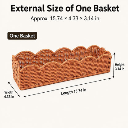 2 Pack Brown Faux Rattan Shower Caddy Baskets