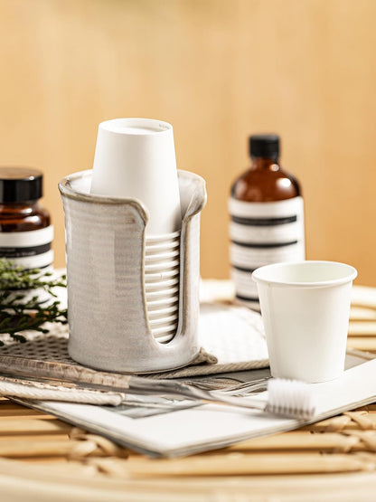 Bathroom Cup Dispenser 3 OZ Cup Holder for Dixie Cup, Cream White