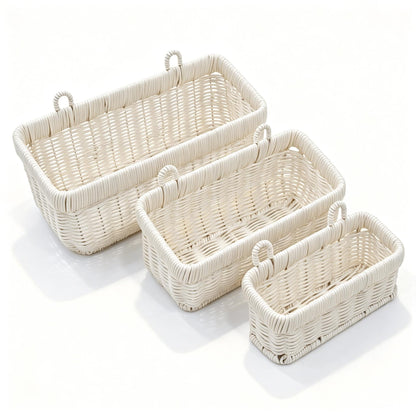 Wicker Wall Baskets Set of 2, Decorative Hanging Organizer for Kitchen, Living Room, Garage, Bathroom, Door Storage and Organizing